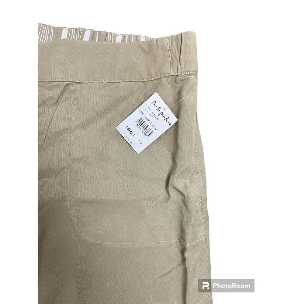 Fresh Produce Clare Crop Capris Tencel Pants S Wide Leg Elastic Waist Lagenlook - Picture 4 of 5